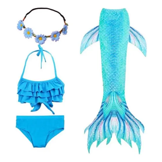 Traje De Baño Cola De Sirena Para Niñas Tallas 5-6 Y 7-8