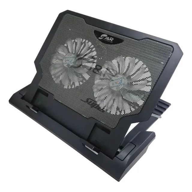 Soporte Ergonomico Ajustable Para Portatil 2 Ventiladores Color Negro