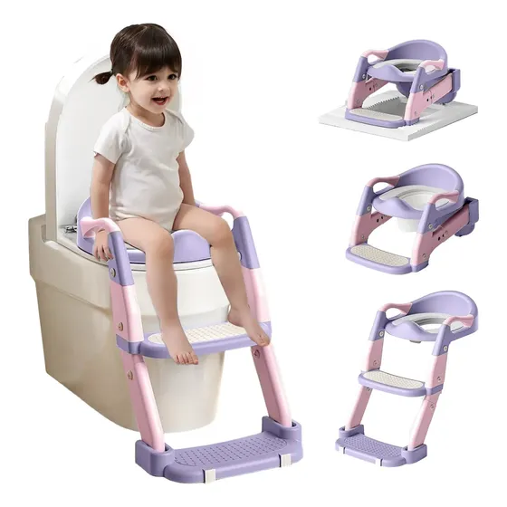 3 En 1 Pelela Niños Asiento Adaptador Baño Wc Escalera Niña