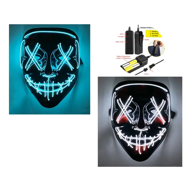  Pack 2 Mascara Con Luces Led Neón Purga Halloween Eventos