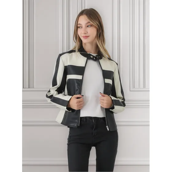 Campera Premium Fox Ecocuero Combinada Con Bolsillos Guk2043