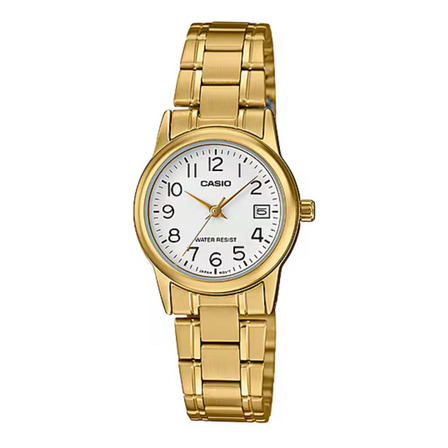 Relógio Casio Collection Dourado Analógico Ltp-v002g-7b2udf Correia Prata Bisel Branco Fundo Branco Relógio Casio Collection Dourado Analógico Ltp-v002g-7b2udf Correia Prata Bisel Branco Fundo Branco