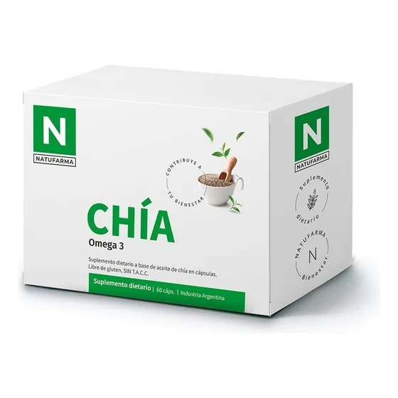 Chia 30 Caps Omega 3 1000 Mg Natufarma Sin Tacc Sabor Neutro
