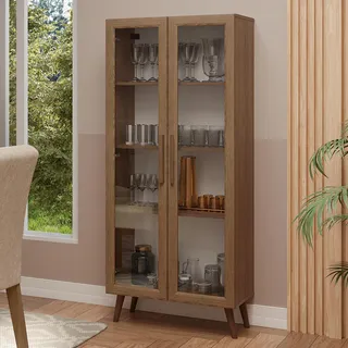 Cristaleira 70 Cm 2 Portas De Vidro Com Pés CÎnicos Madesa R Cor Rustic/marrom Cristaleira 70 Cm 2 Portas De Vidro Com Pés CÎnicos Madesa R Cor Rustic/marrom