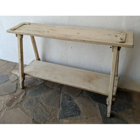 Mesa De Madera Rustica, Tipo Arrimo, Con Estante, 120x31cm