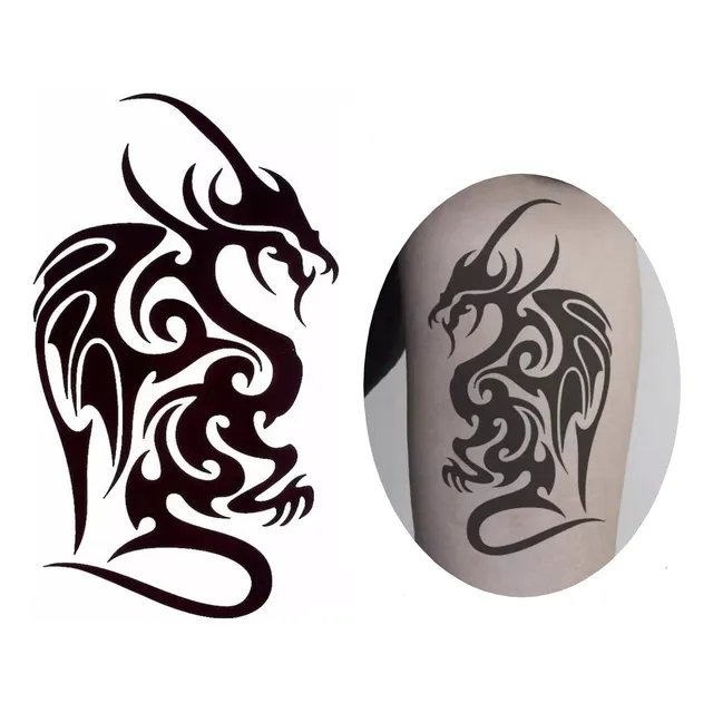Tatuagem Temporária Tribal Dragão Inferno Anjo Mal