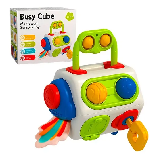 Cubo Sensorial Con Actividades Busy Cube Montessori  Vaj