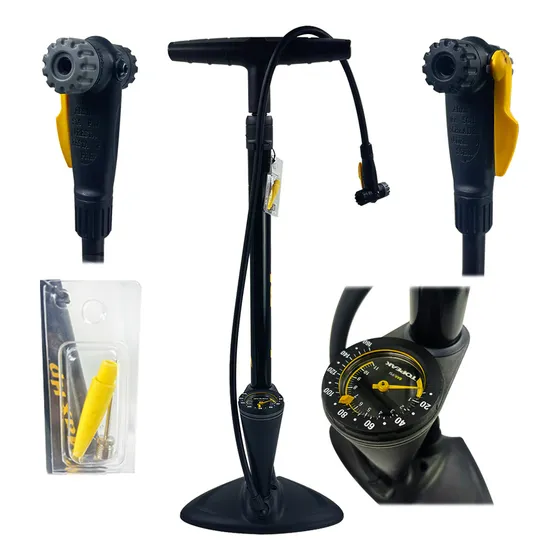 Bomba de piso Topeak Joeblow Max HP de 160 psi con manómetro de aire, color negro