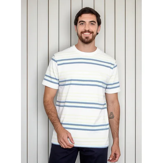 Remera Howard Listada Manga Corta Bora Bora Hombre 4720