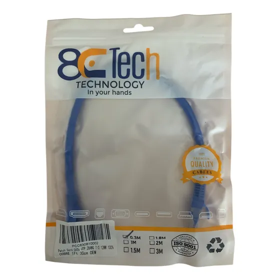 Patch Cord 1ft 30cm Cat6 Utp Rj45 100% Cobre