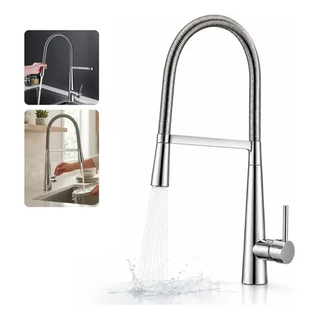 Torneira Gourmet Cozinha Bancada Flexível Cromada/prata Inox304 Alta Monocomando Prateado Cromado