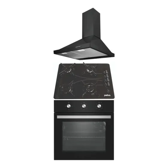 Horno Empotrar Eléctrico Anafe Vidrio 4h Campana Negra- Ltc