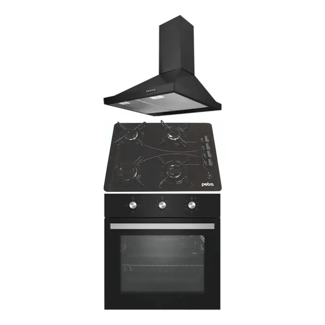 Horno Empotrar Eléctrico Anafe Vidrio 4h Campana Negra- Ltc