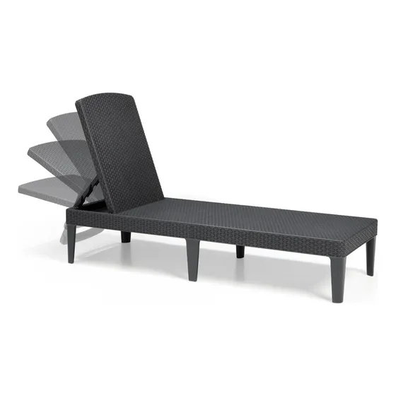 Reposera Keter Jaipur plegable de polipropileno símil rattan con 4 posiciones color negro