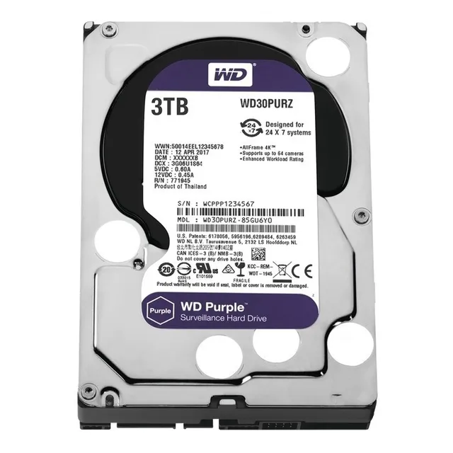 Disco Duro Western Digital 3 Tb 3.5 Sata3 Purple Wd30purz