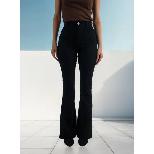 Jean Oxford Azul Tiro Alto Elastizado Mujer Calce Perfecto