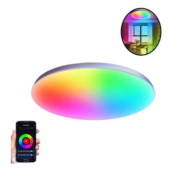 Panel Plafón Led Wifi 24w Rgbw Dimerizable Techo App Blanco Estructura Rgb
