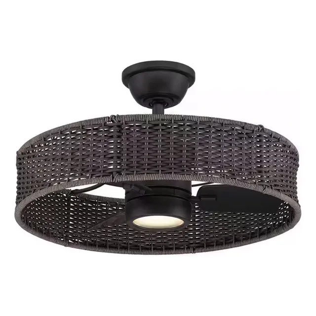 Hampton Bay 25 Ventilador Negro Mate Led Ajustable Interior