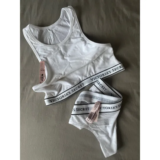 Conjunto Victorias Secret De Algodón Xs/s Blanco Liso Xs/s
