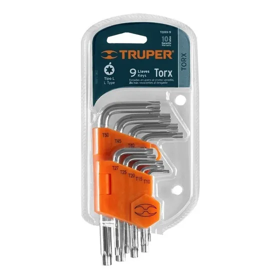 Llave Torx Juego 9pzas (t10-t50) Torx-9 Truper 