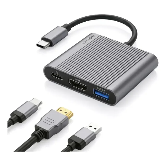 Hub Adaptador Usb Tipo C 3 En 1 Linkon Hdmi Mac