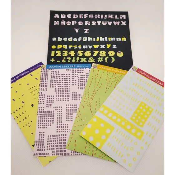 Set 4 Plantillas Stickers Abecedario Números Bullet Journal
