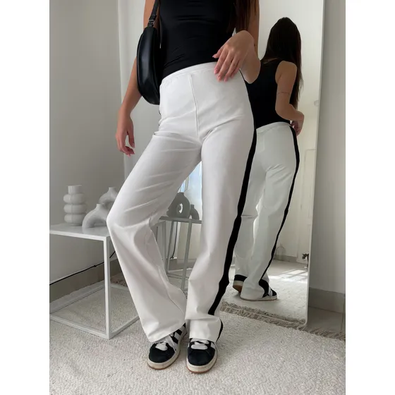 Pantalon Mujer Oxford Elastizado Tipo Calza Rayado Punto Rom