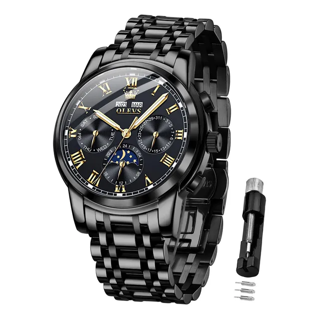 Olevs Hombres Negros Reloj Automático Mecánico V1gpn