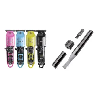 Kit Estilo: Máquina De Cortar Cabelo Sem Fio Lcd + Mini Aparador Facial Preto