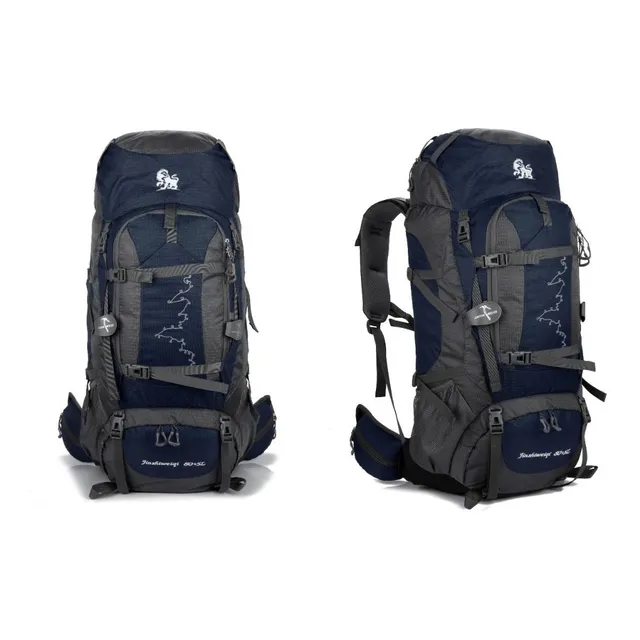 Mochila Camping 80+5 Trekking Senderismo Impermeable Barras Color Azul marino