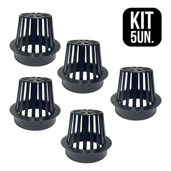 Kit 5 Ralo Znubi Grelhas & Cia Abacaxi Cor Preto 10 cm x 10 cm Plástico Anti Folhas Protetor de Calhas e Tubos 10cm - 4 Polegadas