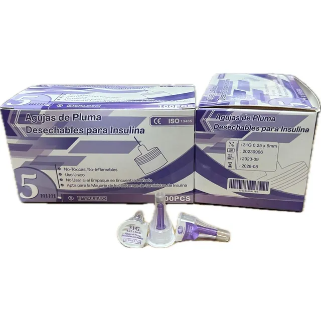Agujas Pluma Insulina 31g X 5mm Ziboject Caja X100 Unds