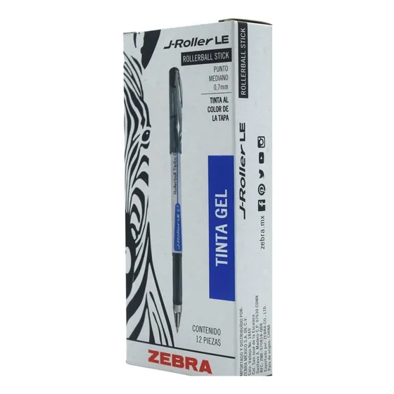 Boligrafo De Gel Zebra J-roller Punto Medio 0.7 Mm 12 Piezas