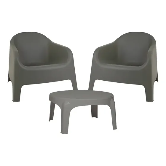 Sillon De Jardin Skarpo X2 + Mesa Ratona Color Gris Garden Life | Cuotas sin interés