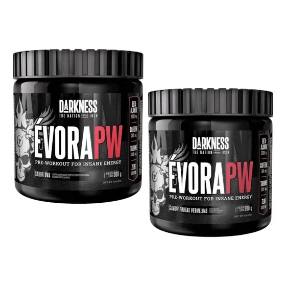 Kit 2x Evora Pw 300g 1 Frutas Vermelhas 1 Uva Pre -treino