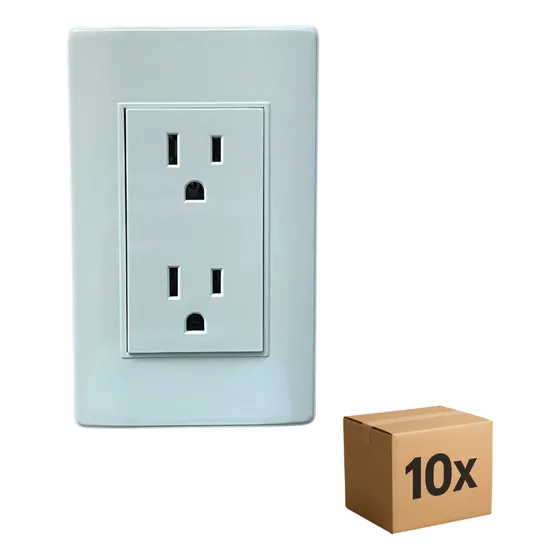 Contacto Doble Con Placa Armada. - Pqt 10 - Blanco