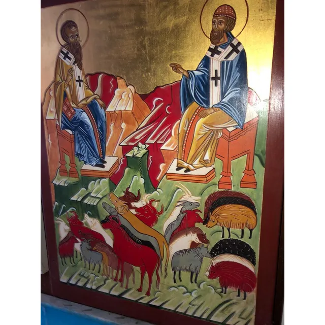 Icono Religioso En Madera Cedro Bien Realizado Buen Estado