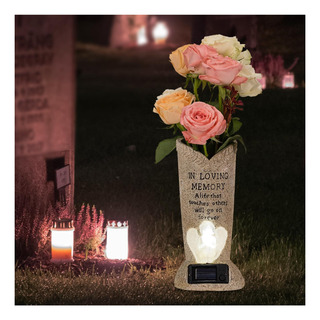 Florero De Cementerio Conmemorativo Solar Con Led Para Decor Florero De Cementerio Conmemorativo Solar Con Led Para Decor
