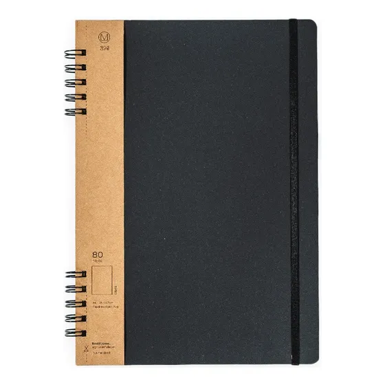 Cuaderno A4 Negro Ecológico (21x30cm) Tapa Dura 80 Hojas