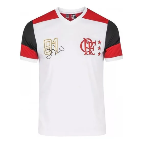 Camisa Flamengo Zico Retrô 1981 Branco Braziline