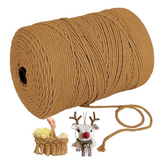 Cordón Macramé Trenzado 3mm 500 Metros 100% Algodón Crudo