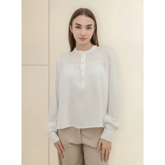 Blusa Lino Cuello Mao Brandon Nano