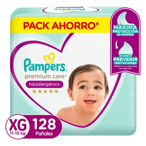 Pañales Pampers Premium Care Talla XG 128 Un