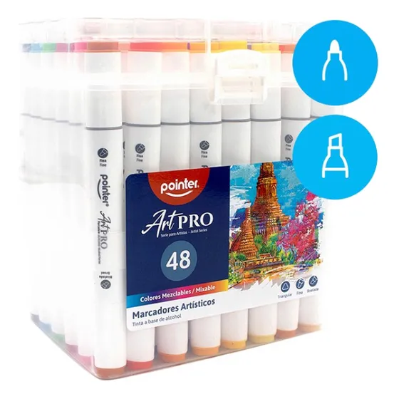 Marcadores Doble Punta Pointer X48 Und Permanente Colores