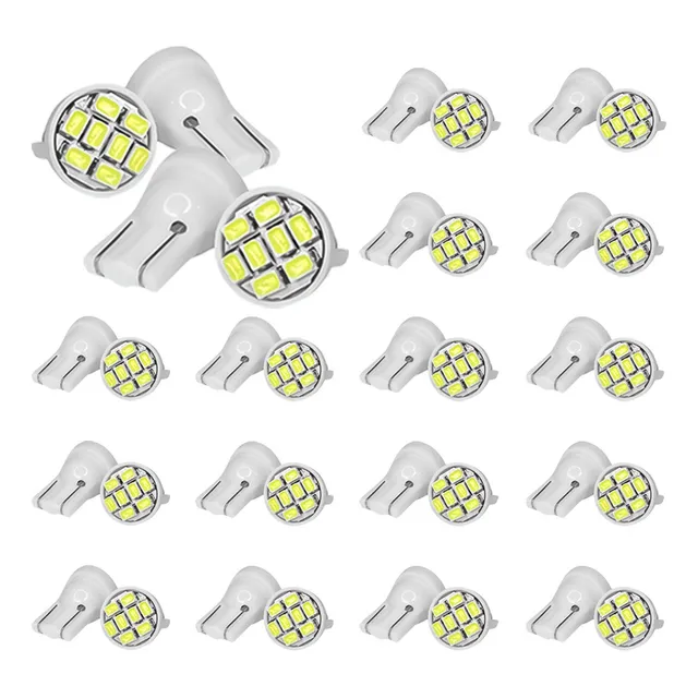 Kit 20 Lâmpadas Pingo Led 8 Leds Automotiva 12v T10 Branca