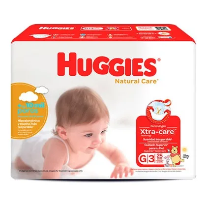 Pañales Huggies Natural Care Talla G Bulto 8pqts De 25und
