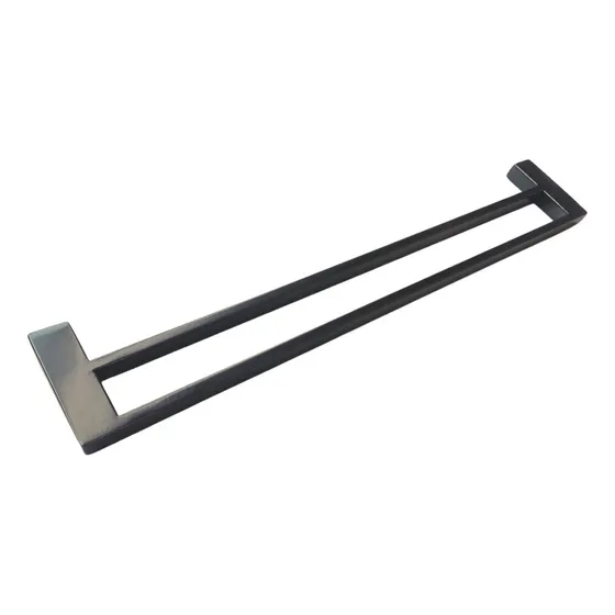 Porta Toalha De Parede Guriri Duplo 60cm Aço Inox Grafite