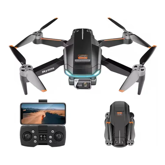 Dron Ae10 Gps Control Remoto C/ Cámara Y 2 Baterías 25 Min Negro