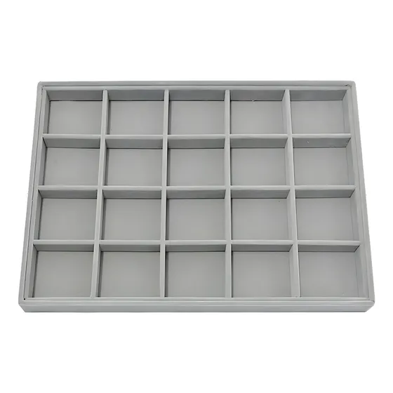 Bandeja Porta Joias Veludo 20 Compartimentos Cinza Casa dos Estojos