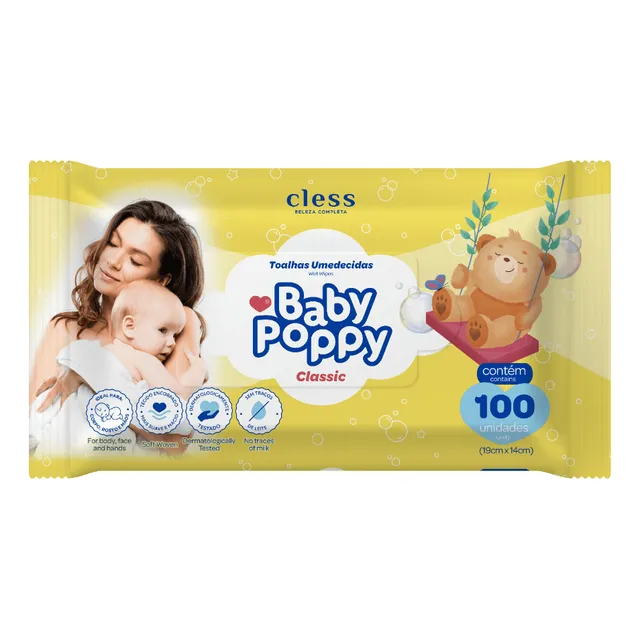 Baby Poppy Toalhas Umedecidas Classic 100 unidades